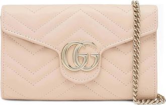 Gucci mini chevron-quilted signature Double G shoulder bag - Roze