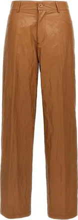 Nude Brown Leather-effect pants