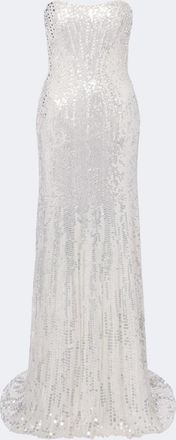 Jenny Packham Floating Heart sequined strapless gown