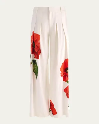 Alice & Olivia Blaire High-Rise Pleated Trousers