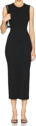 Enza Costa Textured Rib Sleeveless Midi Dress In Black