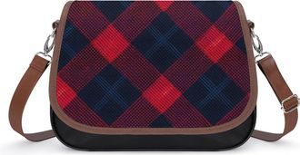 Generic Red Scottish Tartan Small Womens Crossbody Bags Shoulder Handbag with Adjustable Strap for Travel