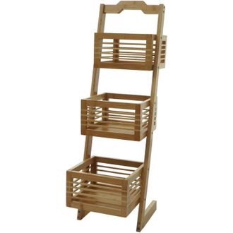 Hhg Scaffale 3x ceste portaoggetti portavasi bagno piante 854 77x23x30cm bambù