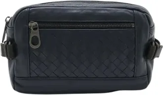 Bottega Veneta Pre-owned Belt Bags, male, Blue, Size: ONE SIZE Pre-owned Intrecciato Leather Waist Bag