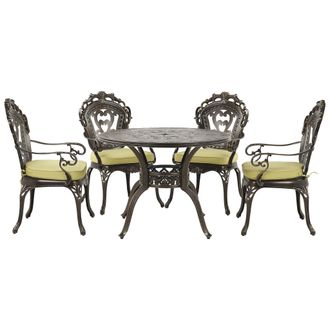 Beliani Conjunto De Jard&iacute;n De Aluminio Marr&oacute;n Con Mesa Y 4 Sillas Estilo Vintage Sapri