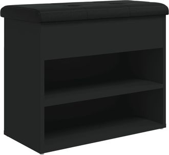 vidaXL Vidaxl - Banco Zapatero Madera De Ingenier&iacute;a Negro 62x32x50 Cm