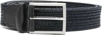 Canali Gevlochten Riem - Heren - Riemen - Blauw - 110 CM - Leer - Accessoires