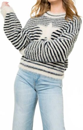THML Clothing Fuzzy Star Sweater In Black/white