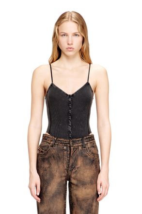Diesel Thong bodysuit in marbled ribbed jersey - T-Shirts - Woman - Grey