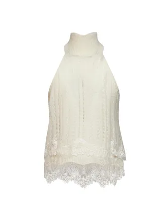 Ermanno Scervino Womens Top Pink Cashmere Valencienne Lace Tops