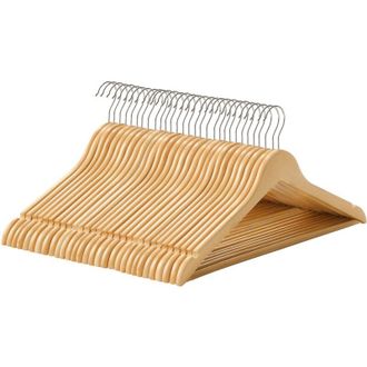 Songmics Grucce Legno, 30 Pezzi, Appendiabiti con Scanalature su Spalle, Barra Portapantaloni Antiscivolo e Gancio Girevole a 360&deg;, per Completi