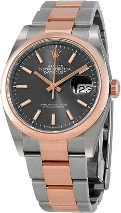 Rolex Datejust 36 Dark Rhodium Dial Mens Steel and 18k Everose Gold Oyster Watch 126201DRSO