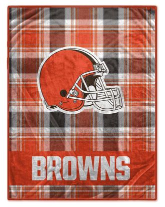 Pegasus Sports Cleveland Browns Nfl Team Helmet Oversized Plaid Blanket