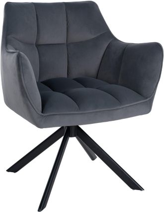 Clp Clp - Silla De Comedor Swing En Terciopelo Gris Oscuro Negro
