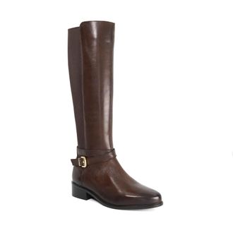 Dune London Womens Ladies Teine - Leather Knee High Boots With Buckle Detail - Brown - Size UK 6