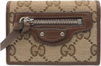 Gucci Pre-owned Wallets, female, Brown, Size: ONE SIZE Pre-owned The Hacker Project GG Canvas Compact Wallet
