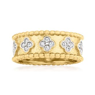 Ross-Simons Diamond Clover Ring in 18kt Gold Over Sterling
