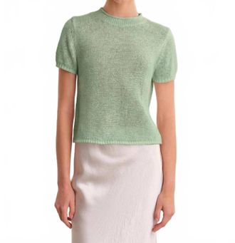 525 america Faye Rolled Edge Sweater Tee In Silt Green
