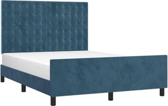 vidaXL Vidaxl - Estructura De Cama Sin Colch&oacute;n Terciopelo Azul Oscuro 140x190cm