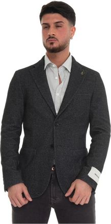 Paoloni Slim Fit Wollen Blend Jas - Heren - Blazers - Zwart - L - Wol - Jassen