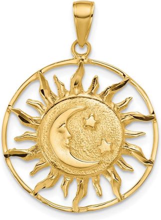 Diamond2Deal 14k Yellow Gold Diamond-cut Sun with Moon Stars Charm