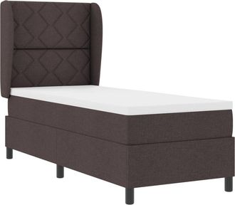 vidaXL Vidaxl - Box Spring Bed with Mattress Dark brown 80 x 200 cm Fabric