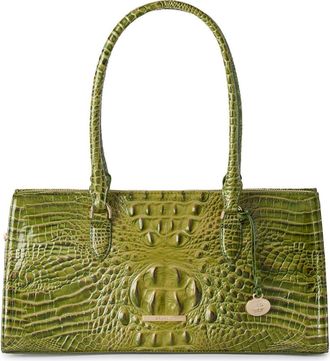 Brahmin Sophia Croc Embossed Leather Satchel in Olive at Nordstrom