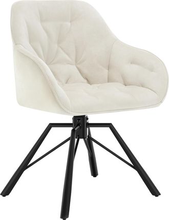 Woltu 1x Sill&oacute;n/silla De Comedor Acolchado Giratorio 360&deg; Moderno De Espera En Terciopelo Elegante Con Reposabrazos, Crema - Woltu