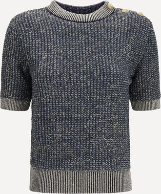Balmain Maglione a maniche corte con paillettes e bottoni Woman 36