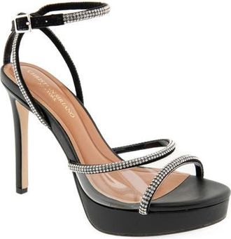 Christian Siriano Nicola Ankle Strap Platform Sandal in Clear/Black at Nordstrom, Size 6.5