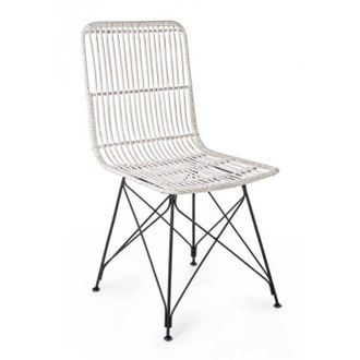 BIZZOTTO Bizzotto - Silla De Estilo Moderno En Acero Y Kubu Blanco Lucila 45x55x H85 Cm