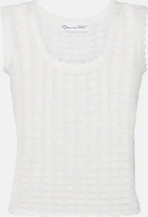 Oscar De La Renta Pointelle cotton and silk tank top