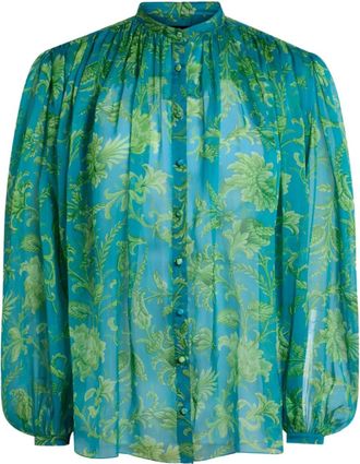 Etro Top a fiori con arricciatura - Blu