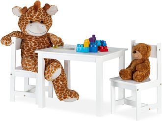 Relaxdays Relaxdays - Mobiliario Infantil, Mesa & 2 Sillas, Moderno, Habitaci&oacute;n Infantil, Interior, Mdf, 1 Set, Blanco