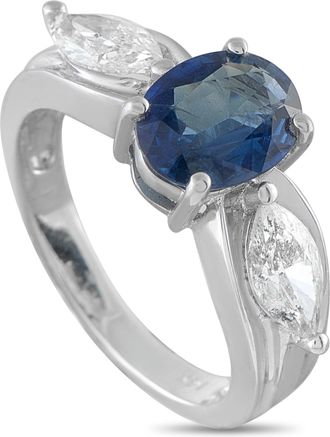 Luxury Bazaar 14K White Gold 1.01ct Diamond and Sapphire Ring MF19-062426