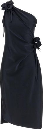 Coperni Asymmetrische Mini-jurk met Bloem - Dames - Kleedjes - Zwart - S - Kleedjes