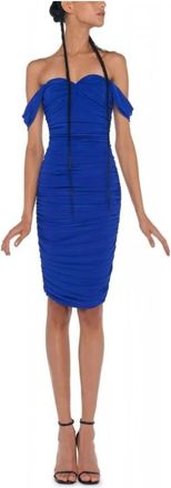 Norma Kamali Kleedjes, Dames, Blauw, S, Midi Jurk