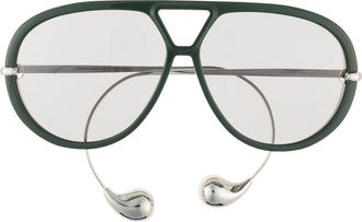 Bottega Veneta Drop 63mm Aviator Sunglasses in Green at Nordstrom