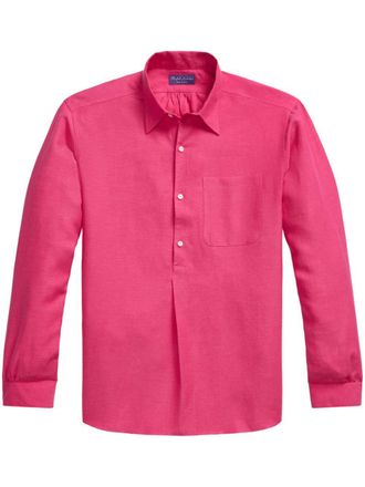 Ralph Lauren Purple Label long-sleeve shirt - men - Linen/Flax/Tussar Silk - L - Pink