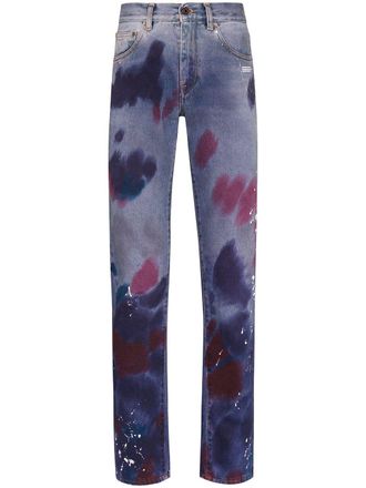 Off-white paint splattered effect jeans - Blue