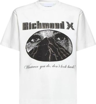 John Richmond Graphic Print T-Shirt - Heren - T-shirts - Wit - M - Katoen - Tops