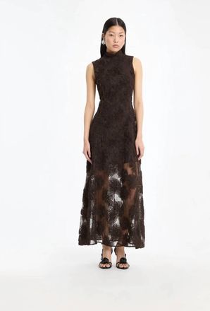 Rotate 3D Flower Maxi Dress In Mole