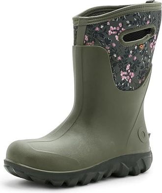 Bogs Classic Seamless Mid - Demure Floral Womens Rain Boots Olive : 10 M, Rubber