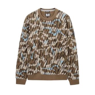 Weekend Offender Heren-sweater van gebreide camouflage (Zand)