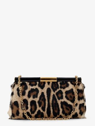 Dolce & Gabbana Womens Shoulder Bag Animal Print Multicolour Leather