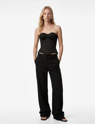 Koton Structured Satin Strapless Corset in Black at Nordstrom, Size 10