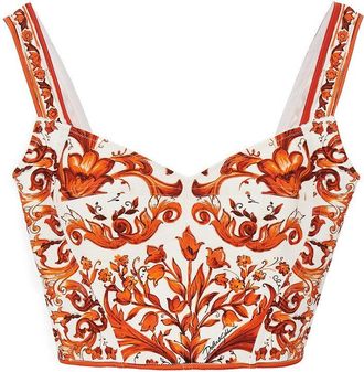 Dolce & Gabbana Charmeuse top with Maiolica print Woman 40