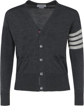 Thom Browne Gestreepte Manchetten Wollen Vest - Heren - Vesten - Grijs - M - Wol - Truien & Vesten