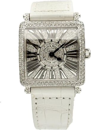 Franck Muller Master Square Quartz Diamond Ladies Watch 6002 S QZ R D CD-WHT