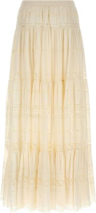 Ermanno Scervino Lace-Insert Cotton Skirt - Cream
